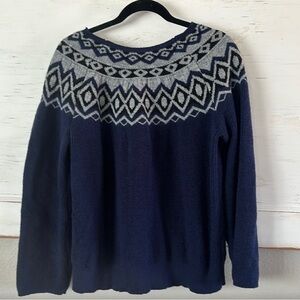 Aztec Print Blue & Gray Sweater, Size Large